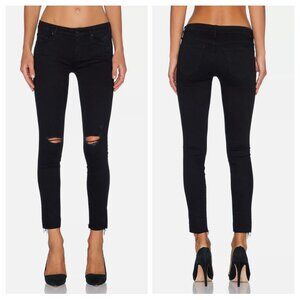 Mother Jean Womens Looker Ankle Fray Guilty As Sin Distressed 25x26 Black